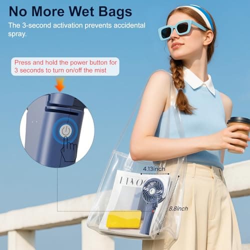 HandFan Upgraded Portable Handheld Misting Fan, Rechargeable Personal Mister Fan, Spray Water Mist Fans, Foldable Mini cooling Hand Fans for Summer Beach Travel Concerts, Gifts for Women(Royal Blue) — view 5