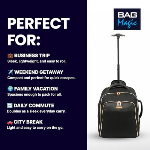 Bordlite 2-in-1 Backpack + Holdall on Wheels 50x38x25cm - 47L, Overhead Cabin Bag for British Airways, Jet2 & More – Travel Rucksack with Straps, Trolley Handle & Lightweight Holdall Design — view 4