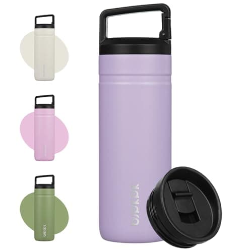BJPKPK Insulated Water Bottle with 2 Lids,600ml Double Wall Stainless Steel Vacuum Tumbler Travel Coffee Mug,Wide Mouth Thermal Cup,Purple