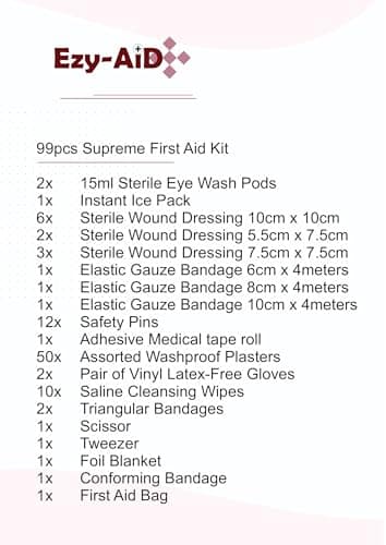 99pcs Emergency Essentials First Aid Kit Bag - Inc. Sterile Dressings, Eye Wash, Gauze, Bandages, Ice Pack, Thermal Blanket - for Family, Home, Office, Vehicle, Workplace, Travel, Camping (Green) — view 2