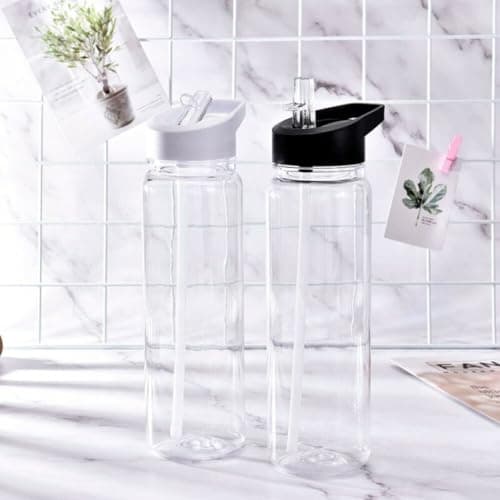 PS Sports Water Bottle 750ML Leakproof Lid with Straw Portable Lightweight Drink Mug for Camping Hiking Yoga and Fishing (White) — view 2