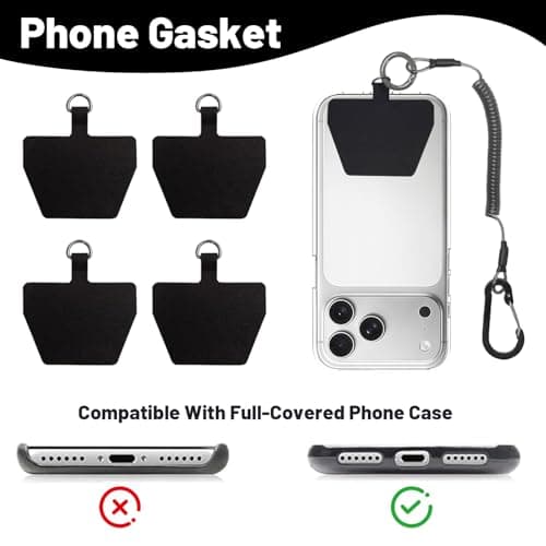 TESGADGETS 2 Piece black mobile phone strap with flexible spiral cable, with carabiner, anti-theft, for outdoor hiking and climbing for most smartphones — view 3