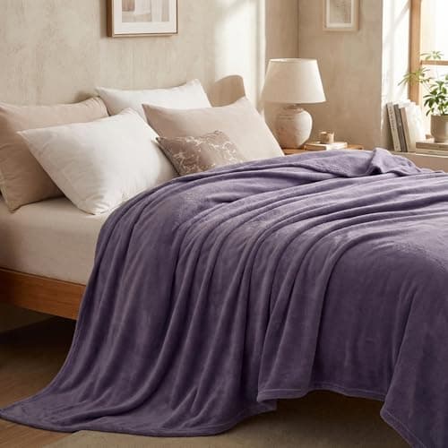 Aisbo Lavender Throws Blanket for Sofas - Bed Throw King Size Fluffy Purple Blanket Fleece, Warm Soft Flannel Blanket for Couch, 200x240cm — view 6