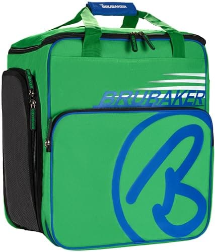 BRUBAKER Boot Bag 'Super Champion' Backpack holds complete Ski or Snowboard Equipment incl. Helmet! - Limited - Green/Blue — view 2