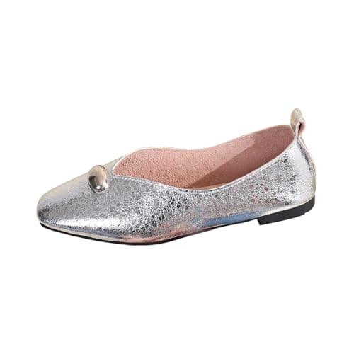 Generisch Women's Slippers, Casual Shoes, Comfortable Flat Low Shoes, Breathable Lightweight Everyday Hiking Shoes for Women, silver, 4 UK