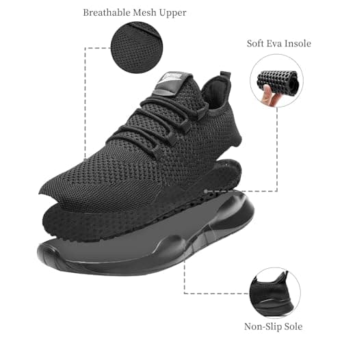 Mens Trainers Trail Running Walking Casual Gym Sport Tennis Barefoot Shoes Non Slip Work Hypersoft Sneakers Black 9.5 — view 5