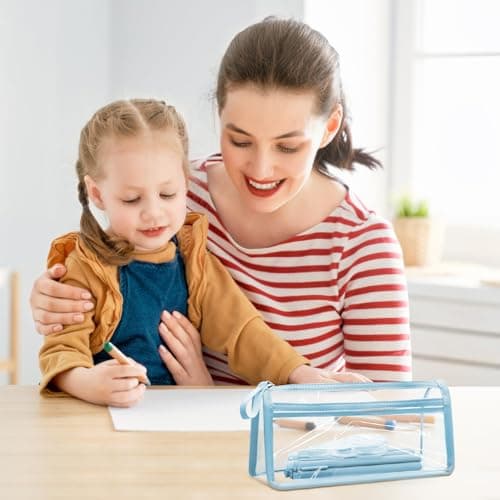 hoinya Clear Pencil Case, See Through Pencil Case for Exams, Waterproof PVC Zip Pencil Pouch with Large Capacity | Versatile Storage for Stationery, Toiletries, Makeup, Travel & Office Supplies — view 5