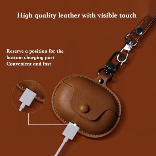 for Bose Ultra Open Earbuds Case, Leather Shockproof Protective Cover for Bose Open Ear Wireless Earbuds Accessories with Lanyard — view 2