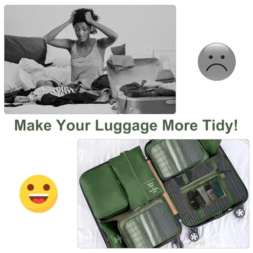 10PCS Packing Cubes for Suitcases, Travel Organiser Packing Bags for Clothes Shoes Toiletries Travel Luggage Organizers Storage Bags (Green) — view 4