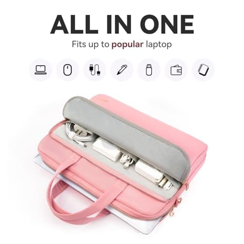 Lausiax Laptop Case Bag 14 inch for Women Men Compatible with MacBook Pro M5/M4/M3/M2/M1, HP OmniBook Pavilion Chromebook EliteBook, Acer, ASUS, Ideapad, Laptop Sleeve Computer Bag Briefcase, Pink — view 4