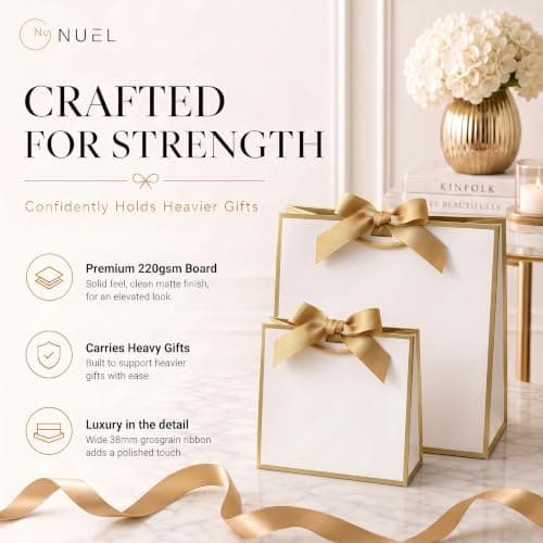 Nu-Nuel Luxury Paper Bag | Matt Laminated Gift Bags with Rope Handles | 2 Large Boutique Gift Bags (2, LARGE - 440x320x120mm) — view 5