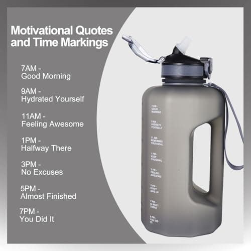 GLEKGLEK 2.2 Litre Water Bottles Motivational with Straw, Leakproof, Grey — view 5