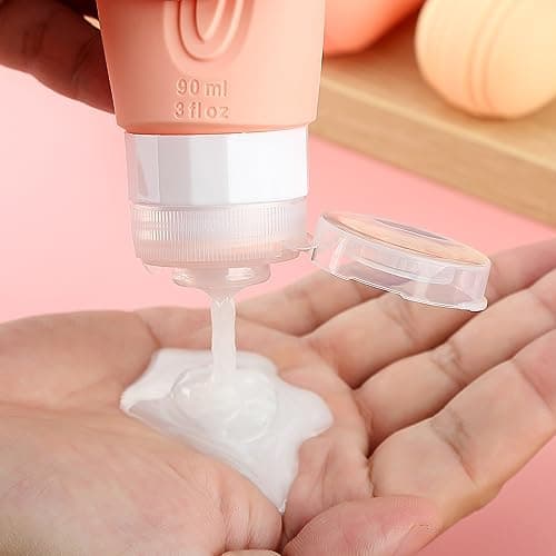Mrsdry Travel Bottles for Toiletries, Tsa Approved 3oz Travel Size Containers BPA Free Leak Proof Refillable Liquid Silicone Squeezable Travel Accessories for Shampoo Conditioner Lotion (4 Pack) — view 4