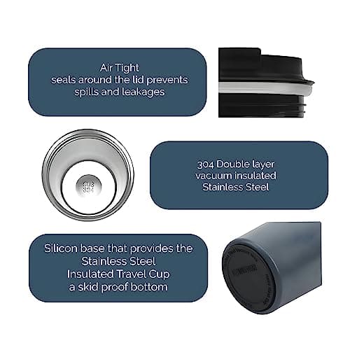 FAB Travel Mug, Reusable Coffee Cup (510ml, Navy Blue) - Double Wall Stainless Steel with Screw Lid - Thermal Camping Cup, Vacuum Insulated for Hot and Cold Drinks, Eco-Friendly — view 4