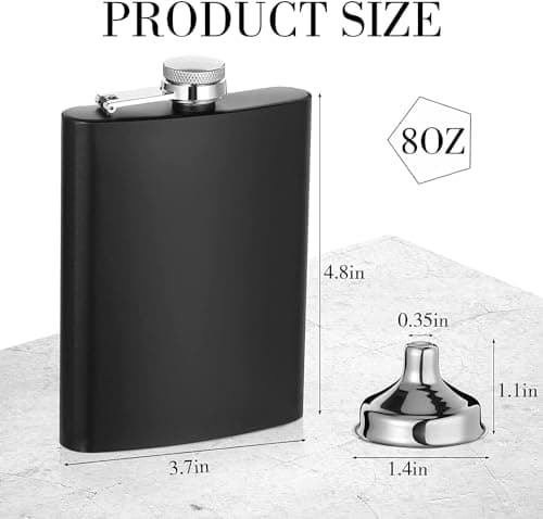 6 Pack Hip Flask for Men, 8 oz Portable Pocket Hip Flasks, Stainless Steel Leakproof Flasks with Funnel, Matte Black Liquor Flask for Groomsmen, Women, Camping, Hiking, Outdoor Activitie — view 2