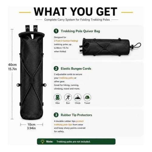 Zillesase Trekking Pole Quiver Carry Bag Compatible with Hydration Vests — view 5