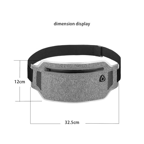 Ahijklmn Running belt,Slim Running Waist Fanny Pack Runner Exercise Phone Belt Hip Pouch Bag for Women Men iphone Samsung, White Grey, One Size, Classic — view 5