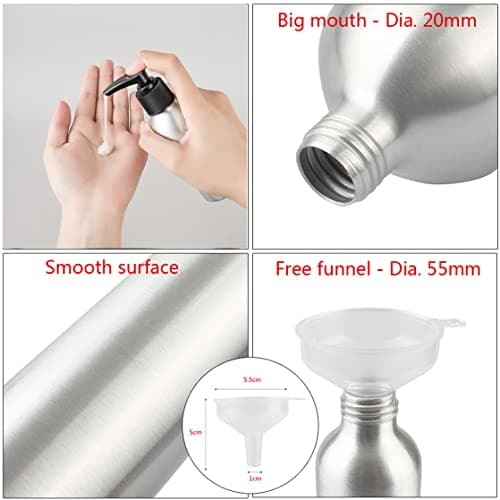 ZEOABSY 4 Pieces Empty 50ml Silver Aluminium Lotion Pump Bottle, Aluminum Bottles with Black LOCK Clip Pump, Metal Bottles for Cosmetic Bathroom Hotel Travel Essential Oil Shampoo Dispenser — view 5