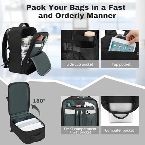 Xkdoai for Ryanair Cabin Bags 40x20x25, Travel Backpack Underseat Hand Luggage Carry-ons Airplanes Flight Bag Suitcases for Men Women — view 4