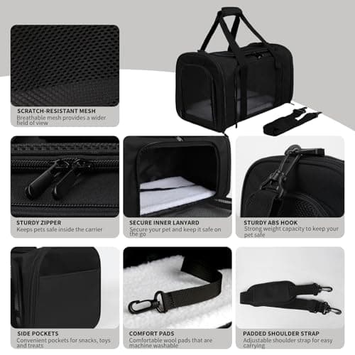 Yipincover Carriers Soft-Sided Pet Carrier for Medium Large Cats Dogs Under 35Lbs,Breathable Mesh Ventilation Design,Airline Approved Cat Carrying Case(X-Large,Black) — view 3