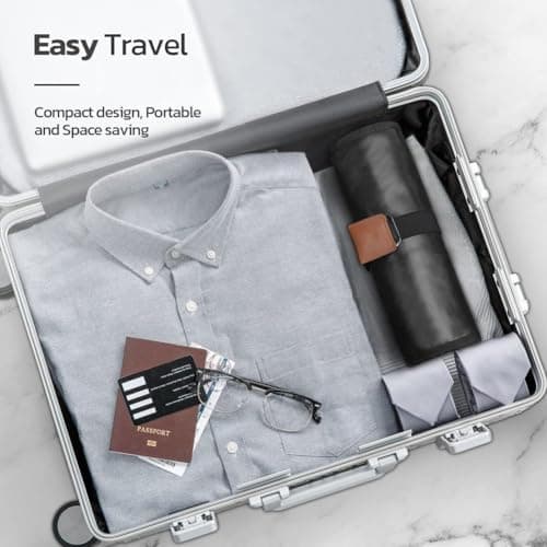 Abbdbd Leather Roll Up Toiletry Bag Water Resistant Shaving Kit Bag Portable Makeup Bag for Bathroom Gym Business Trip — view 4