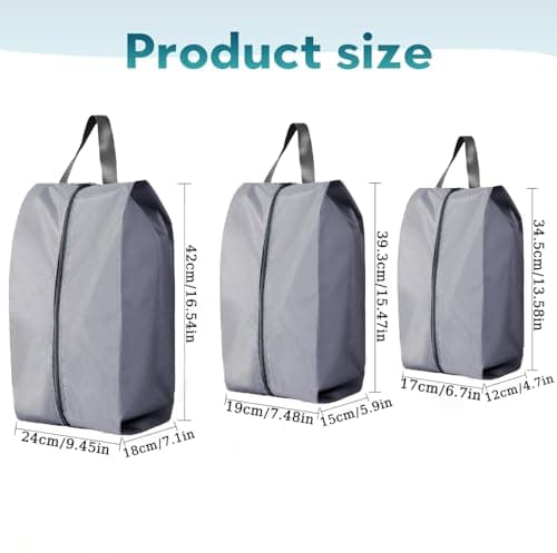 CJWLKJ 6Pcs Multi-Size Travel Shoe Bags Portable Travel Gifts Shoe Organizer with Zipper Closure, Waterproof Nylon Shoe Storage Organizer with Handle Travel Bags for Men and Women, Grey — view 2