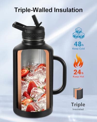 Trebo Insulated Water Bottle 2 L Stainless Steel with Side Handle & Pouch — view 2