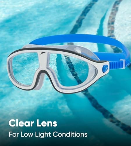Speedo Unisex-Adult Biofuse Rift Mask Swimming Goggles | Open Water Swim Mask | Anti-fog | Anti-leak Goggles, Bondi Blue/White/Clear, One Size — view 6
