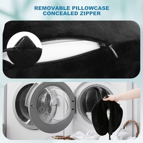 Cirorld Inflatable Travel Pillow, Blow up Neck Pillow for Travel, Lightweight Inflatable Travel Pillow for Airplane with Eye Mask and Earplugs—Travel Essentials for Flying, Black — view 4
