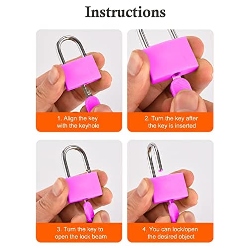 2PCS Suitcase Locks with Keys, 23mm Coloured Luggage Locks Suitcase Padlocks Mini Keyed Padlocks Travel Lock Small Padlocks for Suitcases Luggage Gym Locker Bag Rucksack School (Rose Red & Blue) — view 5