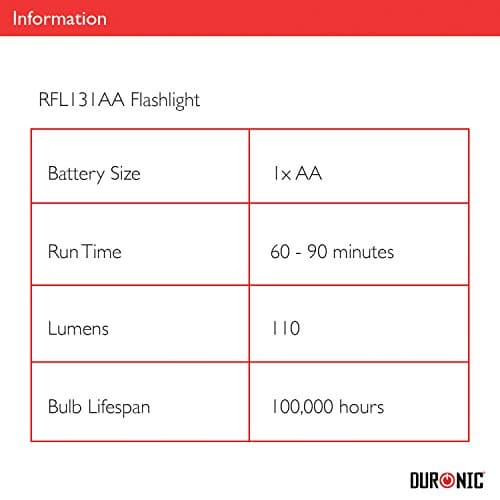 Duronic LED Torch Flashlight Super Bright RFL131AA Compact Charger Cable with UK EU & US Plug Adapters — view 5