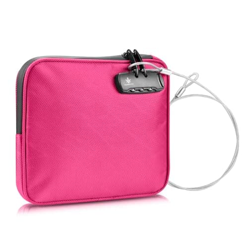 KOSMCCO Beach Locking Bag, 9x7.5 Inch Portable Safe for Phone, Wallet, Keys | Anti-Theft Locking Travel Pouch for Pool, Vacation, Rose Red, 9x7.5x0.75 inches