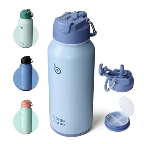 BOTTLE BOTTLE Insulated Water Bottle 950ml Stainless Steel with Straw and Pill Box