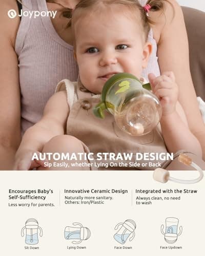 Joypony PPSU Sippy Cup, 266ml Spill Proof Weighted Straw Cup, Green — view 5