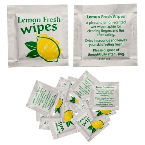 200pcs Lemon Fresh Hand Wipes Individually Wrapped Disposable Moist Towelettes Travel Size Refreshing Hand and Surface Cleaning Wipes for Restaurants Catering Picnic Office Outdoor Hospitality Use