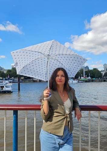 Fulton Tiny Umbrella, Evil Eye Print, Ultra Compact, Lightweight Wind Resistant Frame — view 5