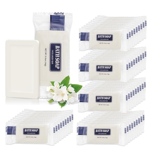 SLequipo 50 Pack Bar Soap Bulk, 14g Mini Bath Soap Individually Wrapped, 0.5 oz Travel Small Hotel Soaps Travel Size Toiletries for Hotel Guest