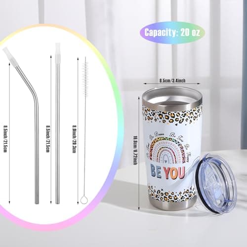 saerryor Leaving Gifts for Women,Inspirational Coffee Cup with Straw Lid — view 2