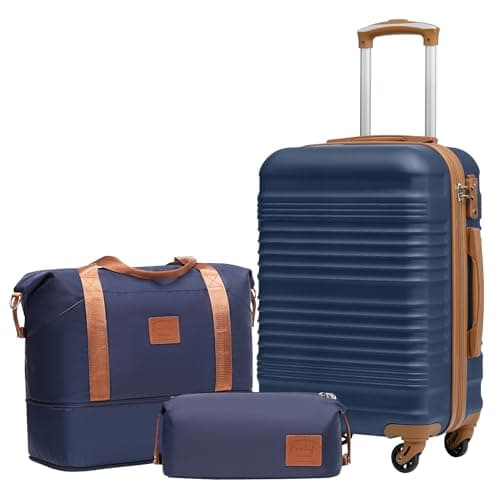 COOLIFE Luggage Sets 3 Piece 20 Inch Carry On Suitcase Set ABS+PC Shell TSA