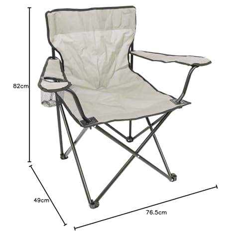 Harbour Housewares Folding Camping Chair - Beige - Pack of 1 - Canvas Outdoor Lawn Seat for Picnic, Garden, Beach, Hiking, Fishing — view 3