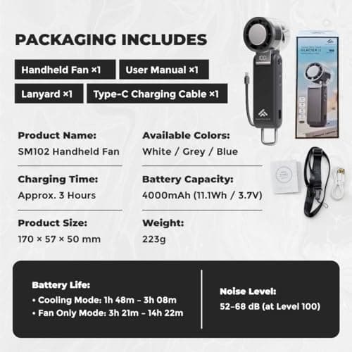 Portable Handheld Fan and Desk Fan with Power Bank, Portable Rechargeable Cooling for Travel Essentials and Camping Essentials, Gifts for Women, for Home Office, Indoor and Outdoor Use. — view 6