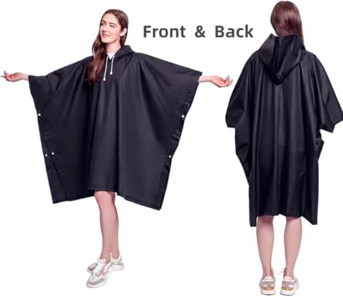 NAYEZH Rain Poncho for Adults, 2‑Pack Reusable Waterproof Cape with Hood — view 6