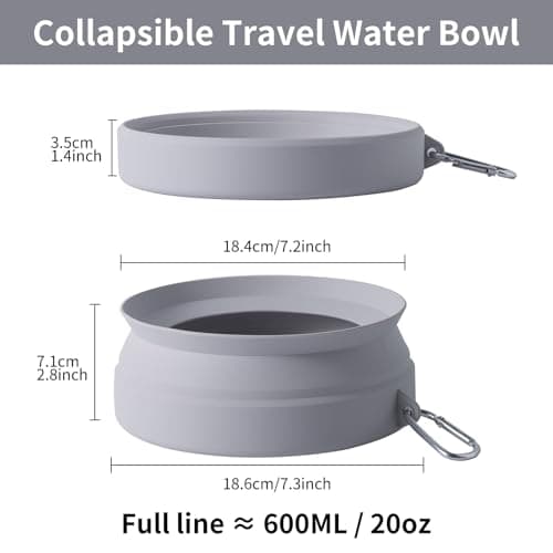 SLSON Non Spill Dog Water Bowl for Car Collapsible Dog Travel Bowl Integrated Molding Portable Pet Drinking Bowl for Road Trip (Cold Grey) — view 4