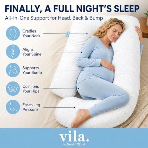 VILA by Nordic Cloud U-Shaped Pregnancy Pillow White Velvet 70x140cm — view 2