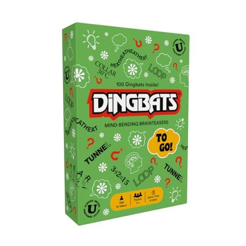 Gibsons Dingbats To Go Mind-Bending Brain Teasers Word Game – Green Box with 100 Puzzle Cards, Fun Family Travel Game for Kids & Children Ages 10+, 13 x 9 x 2.5 cm, 1+ Players — view 2