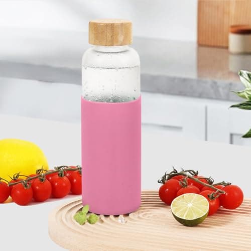 LIMILI 2 pack 500ML Glass Water Bottles With Bamboo Lids and Silicone Covers, Leak Proof Reusable Drinking Bottles for Hot Cold Drinks, Work, Gym, Home — view 4