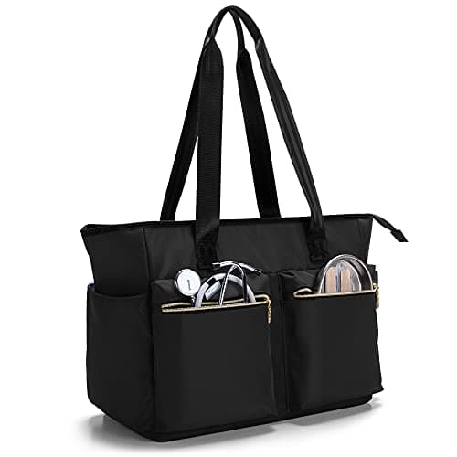 Damero Nurse Tote, Nurse Work Bag with Laptop Sleeve and Pockets, Black