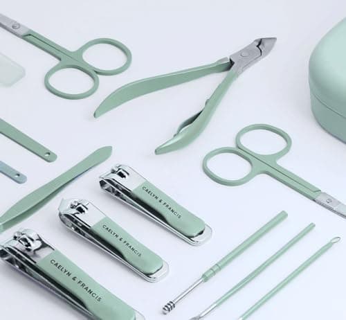 CAELYN & FRANCIS 18Pcs Manicure Set, Professional Stainless Steel Nail Care Tools, Portable Grooming Kit for Travel and Home, Ideal Nail Clippers, Gift for Men Women Friends and Parents (Mint Green) — view 3