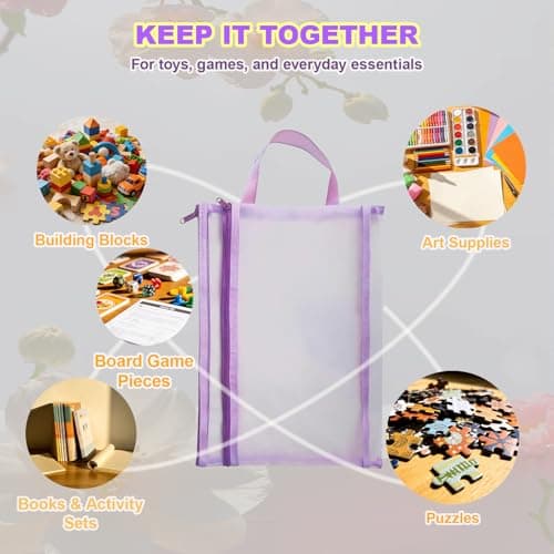 NCEDN Mesh Zipper Pouch Bags – 10 Pack A4 Double-Layer Mesh & Net Toy Storage Bags, Breathable See-Through Zipper Pouches for Board Game Storage, Kids Puzzle Storage, Books, School & Office — view 5