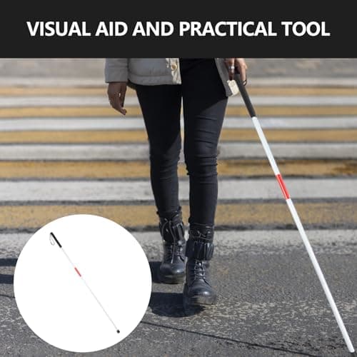 123cm/48.4in Folding Walking Stick Foldable Walking Sticks Blind Stick Night Reflective Blind Sticks Red White Collapsible Guide For Vision Impaired — view 6